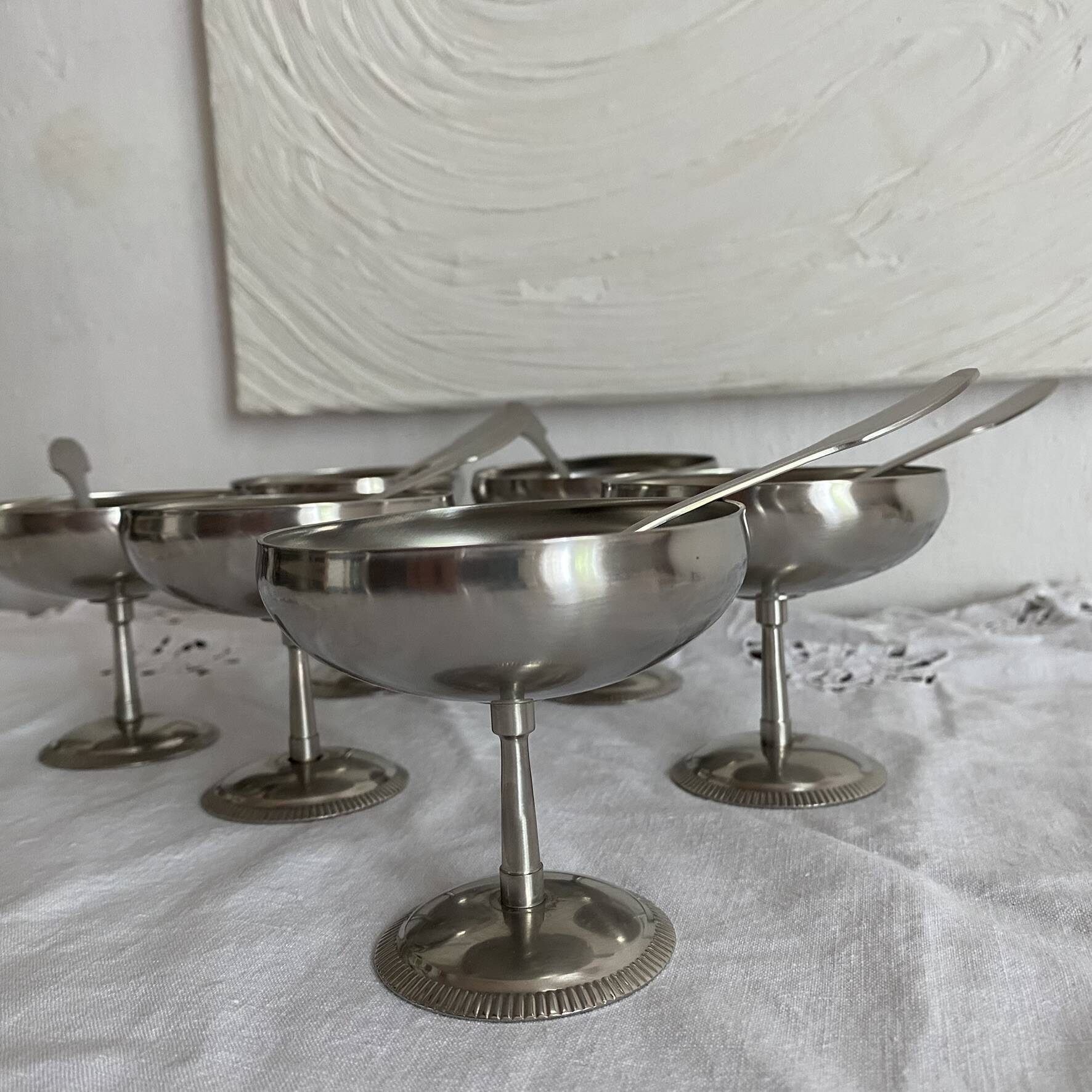 Stainless steel footed bowls Jean Couzon