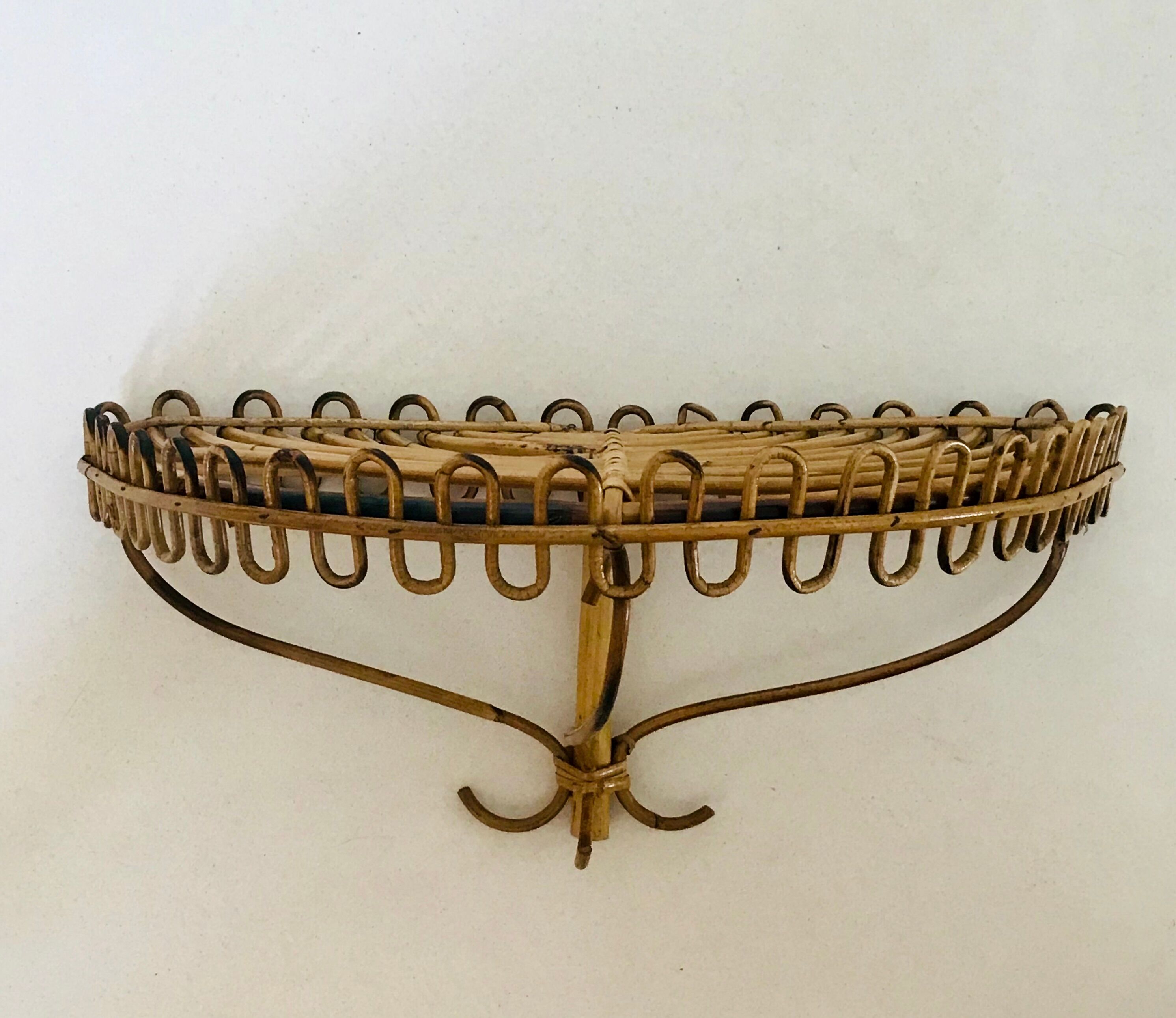 Rattan shelf, Italy 60s