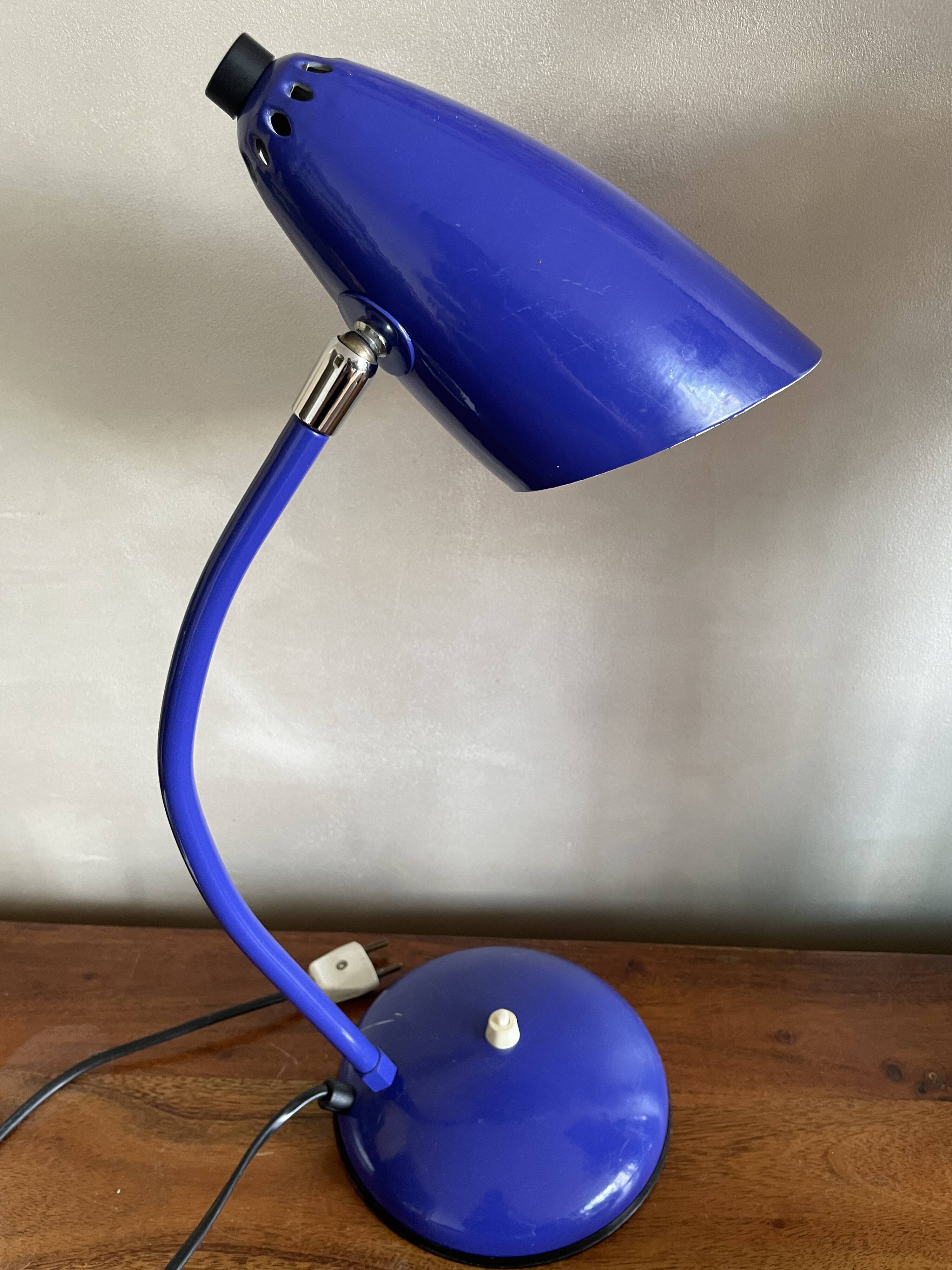 Vintage blue iron lamp