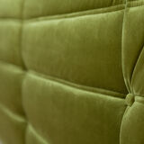 3-seater Togo green velvet sofa designed by Michel Ducaroy 1973