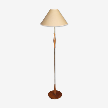 Lampadaire scandinave teck et laiton