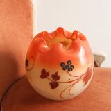 Legras vase boule jaune orangé à décor de vigne