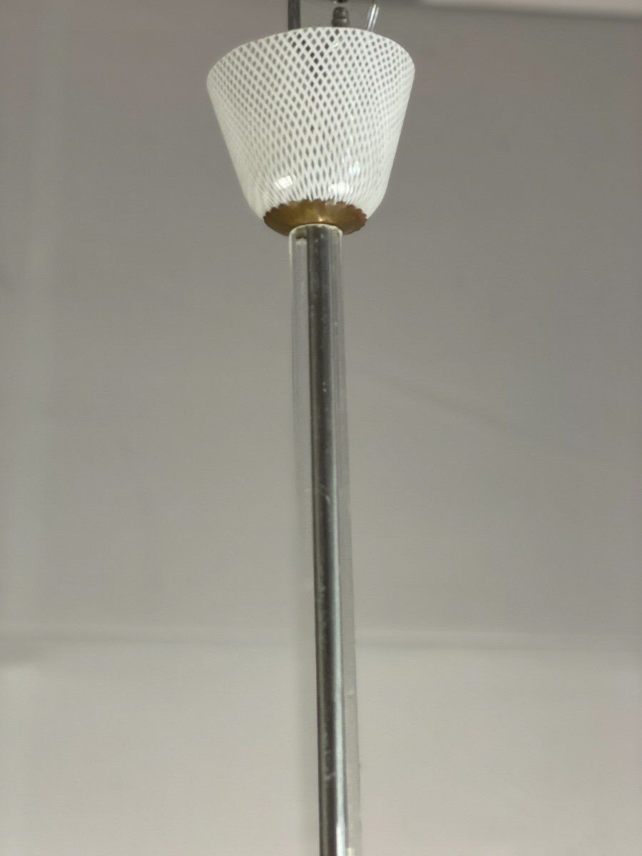 Venetian chandelier in colorless and white murano glass, venini circa 1940