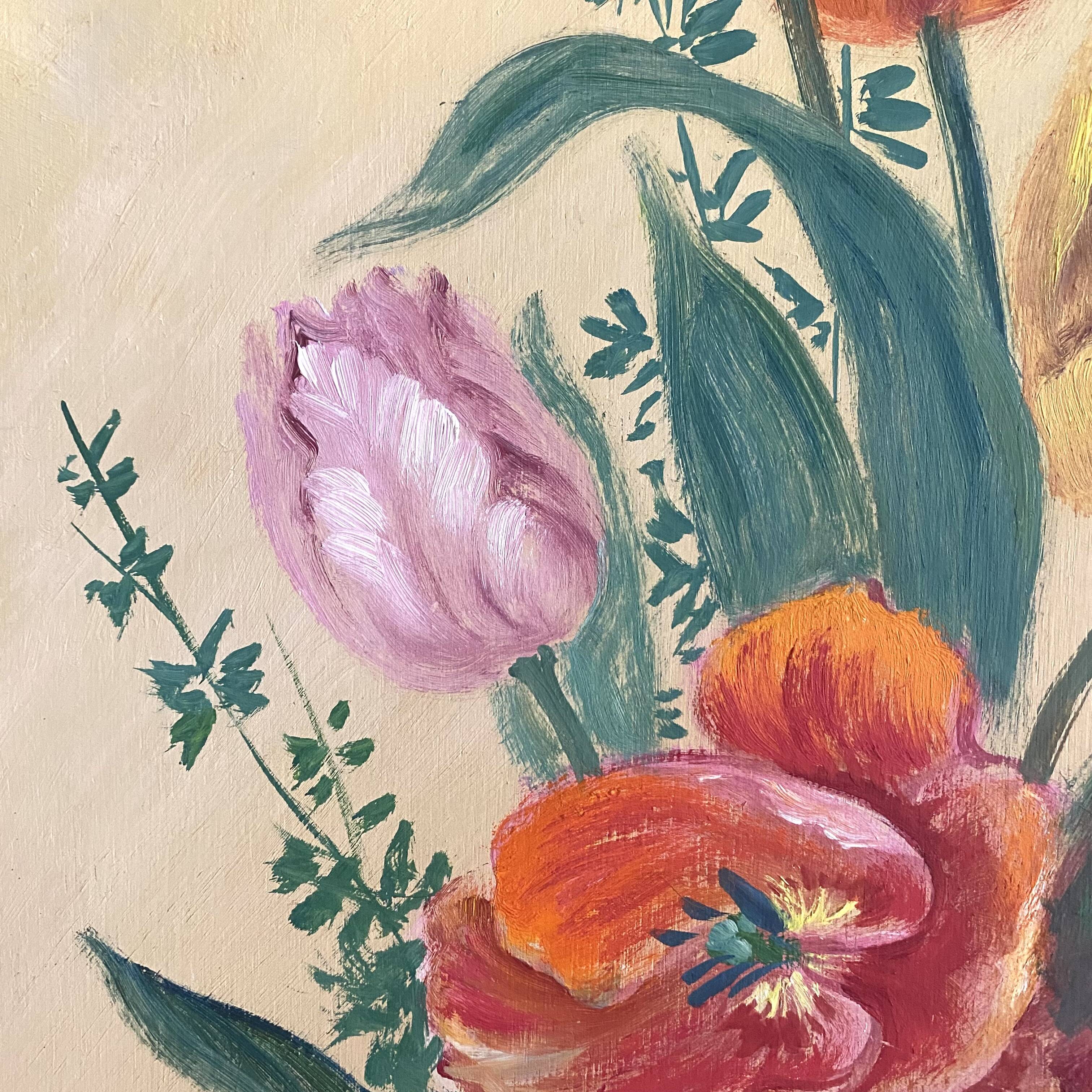Peinture bouquet de fleurs 25X60cm