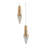 Set of 2 vintage glass & brass icicle pendant lamps for Vitrika, Denmark, 1960's/1970's