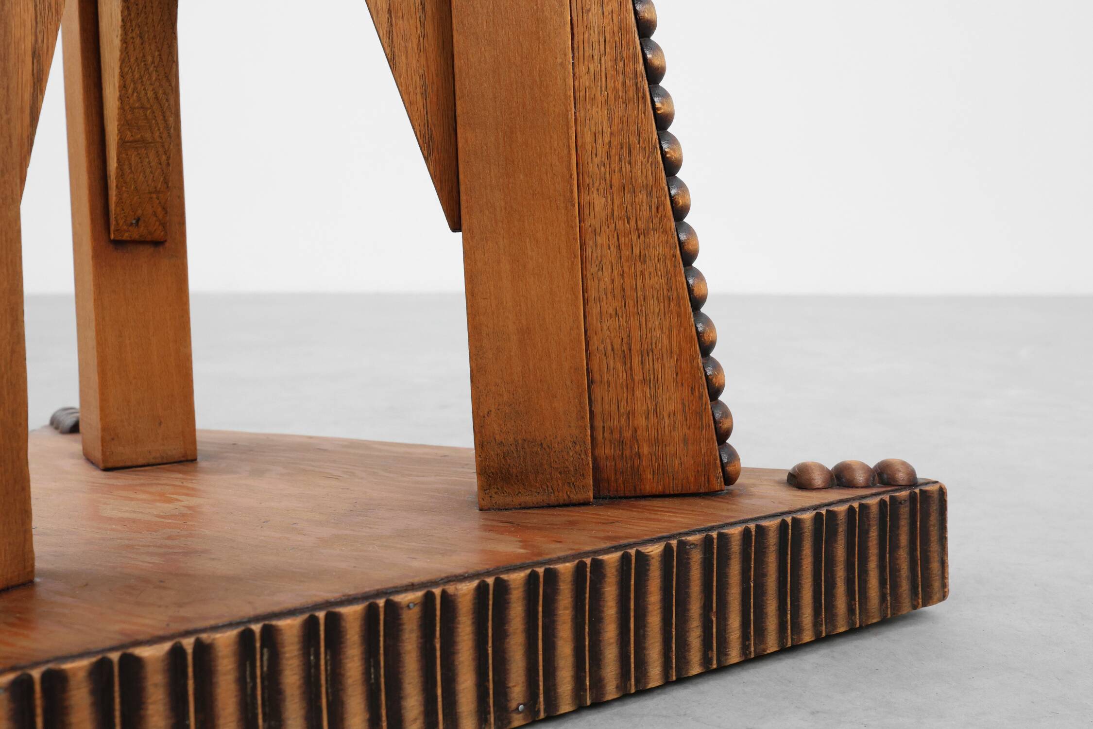 Art Nouveau Carved Wood triangular Side Table, France ca. 1915