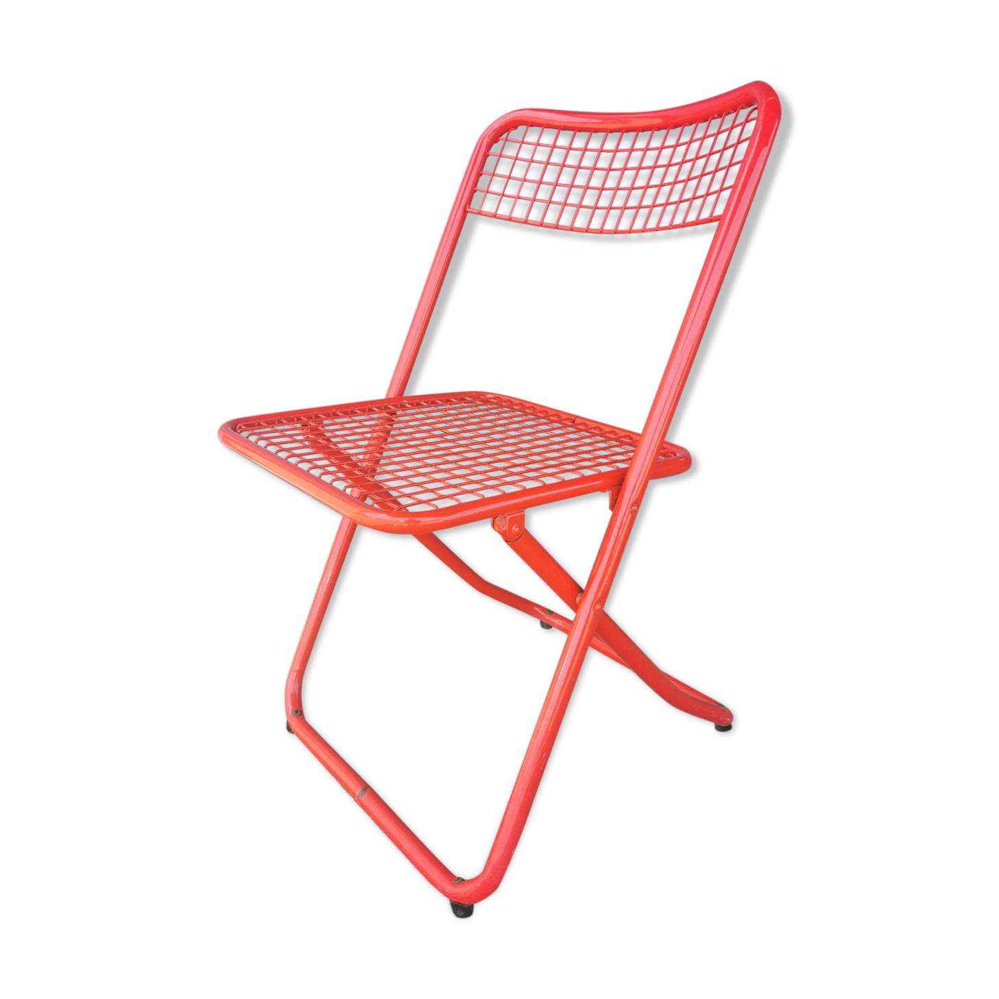 Vintage red metal folding chair