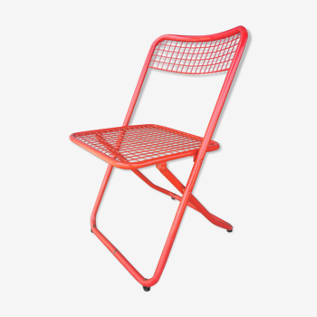 Chaise pliante vintage en métal rouge