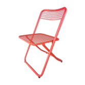 Chaise pliante vintage en métal rouge