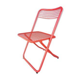 Chaise pliante vintage en métal rouge