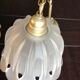 Pair of pendant lamps bell in frosted glass style art deco