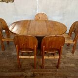 Large Scandinavian pine table - 6 chairs