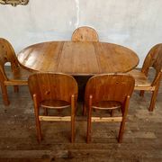 Large Scandinavian pine table - 6 chairs