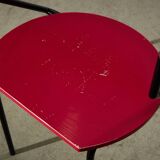 Red Plywood and Curved Metal Frame Chair