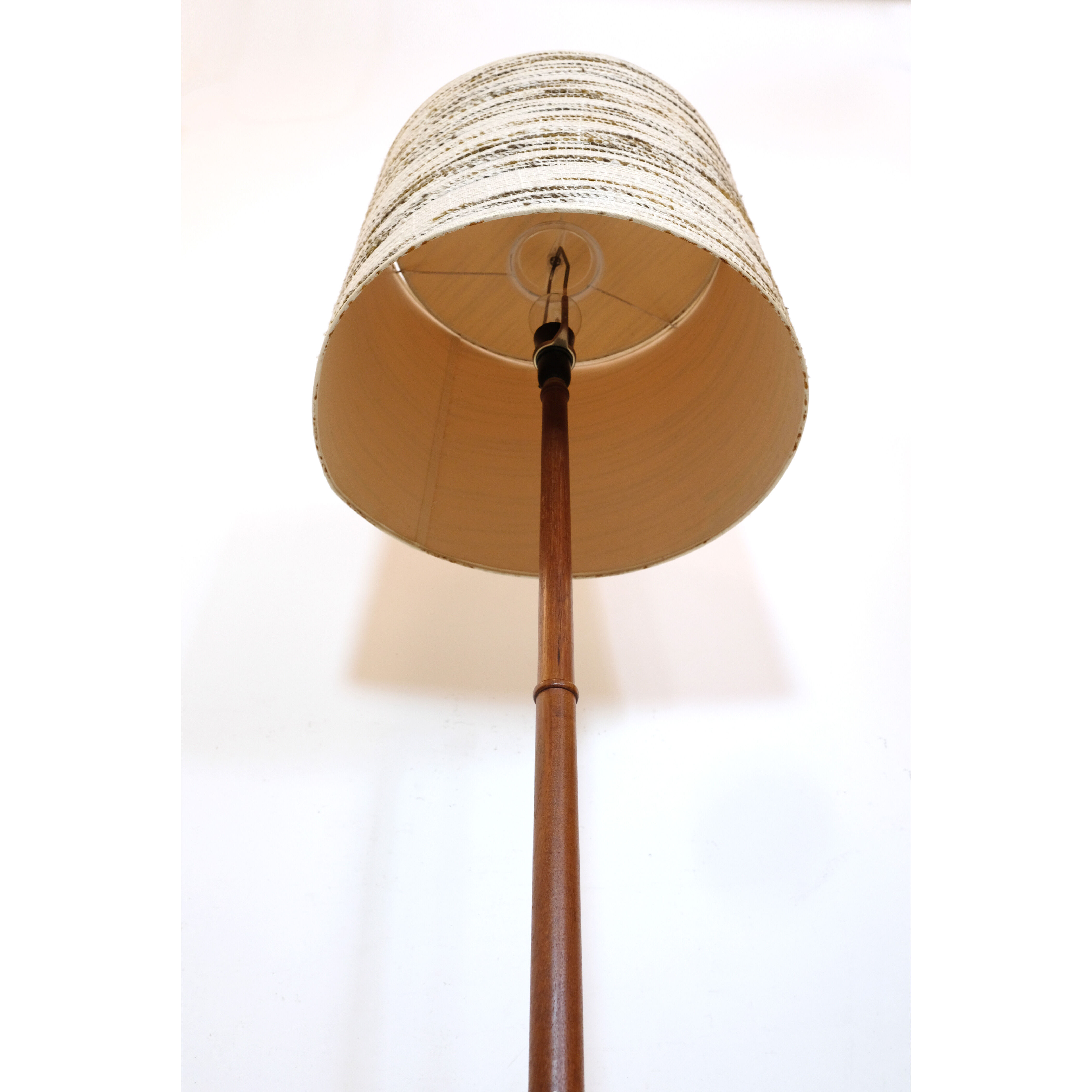 Teak floor lamp and wool lampshade Denmark 1960 1970