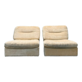 Pair of vintage beige velvet chairs