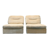 Pair of vintage beige velvet chairs