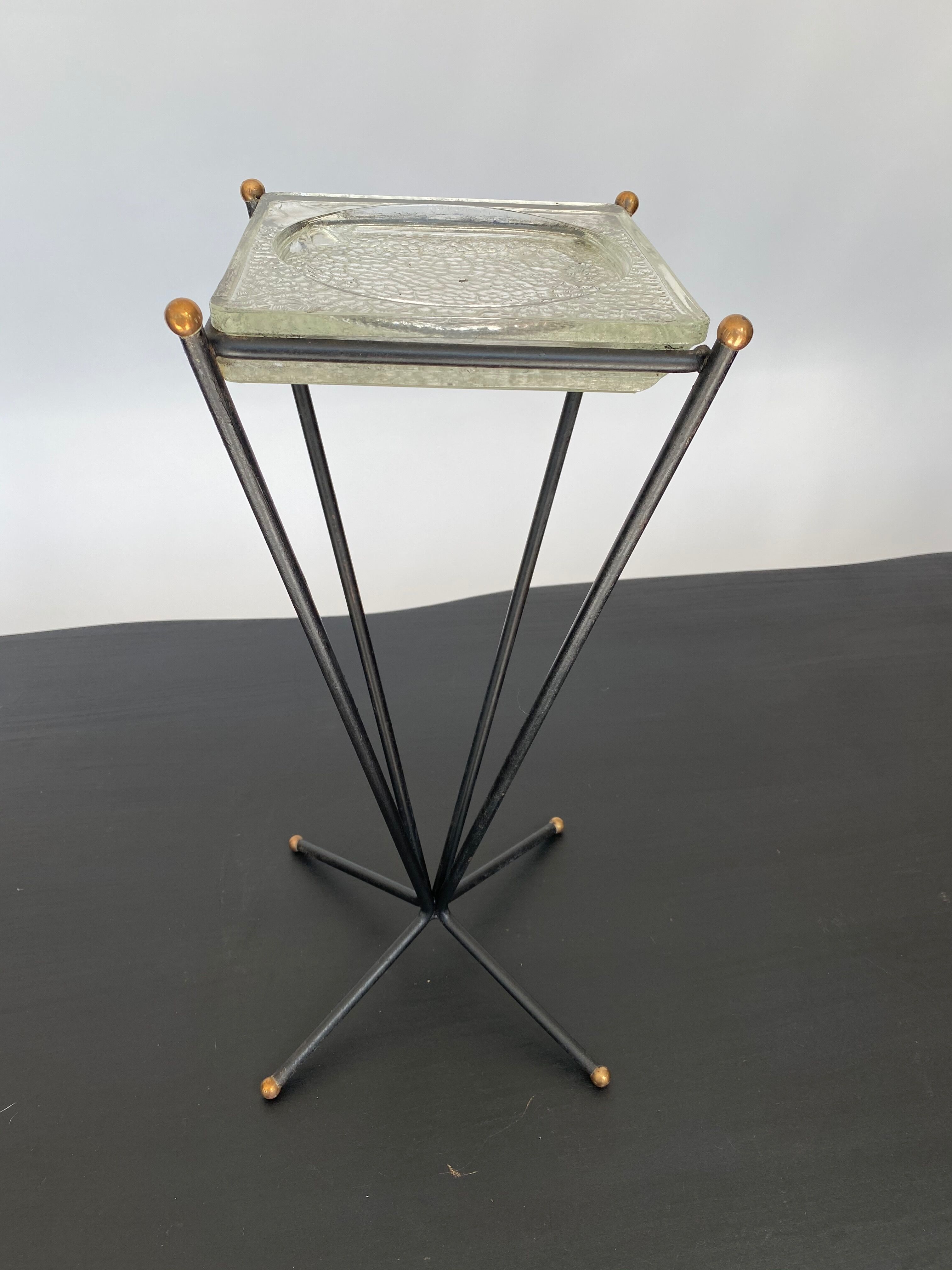 Lumax brass ashtray and glass 1960