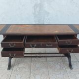 English double-sided mahogany desk