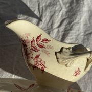 Saucier ancienne en faïence rose de Badonviller modèle Jasmin