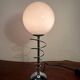 Metal base lamp, spring style, opaline globe