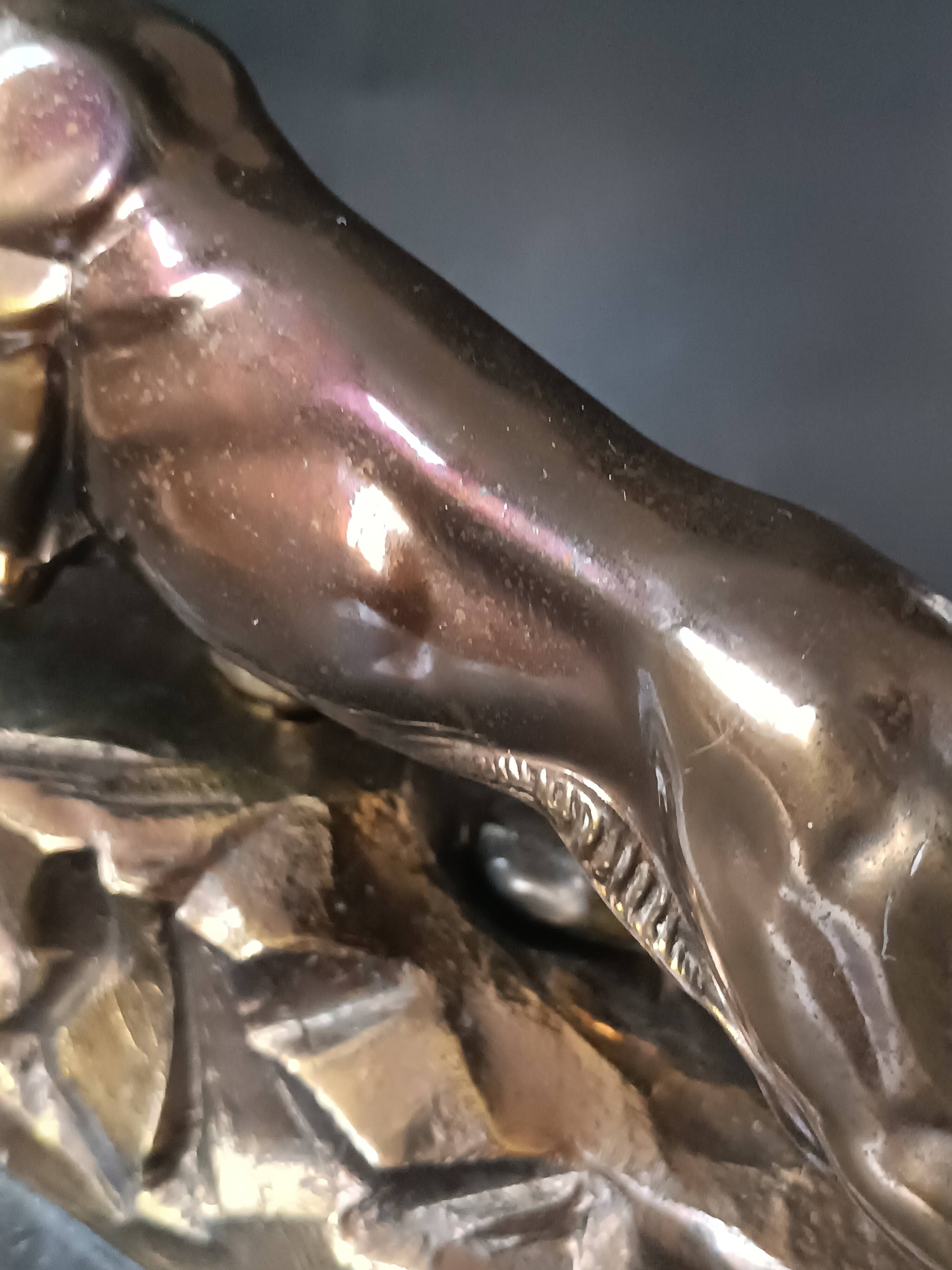 Panther desk lamp in spelter on a black and white marble base 1925