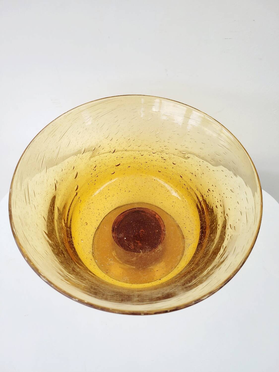 Vintage punch service blown glass Biot amber