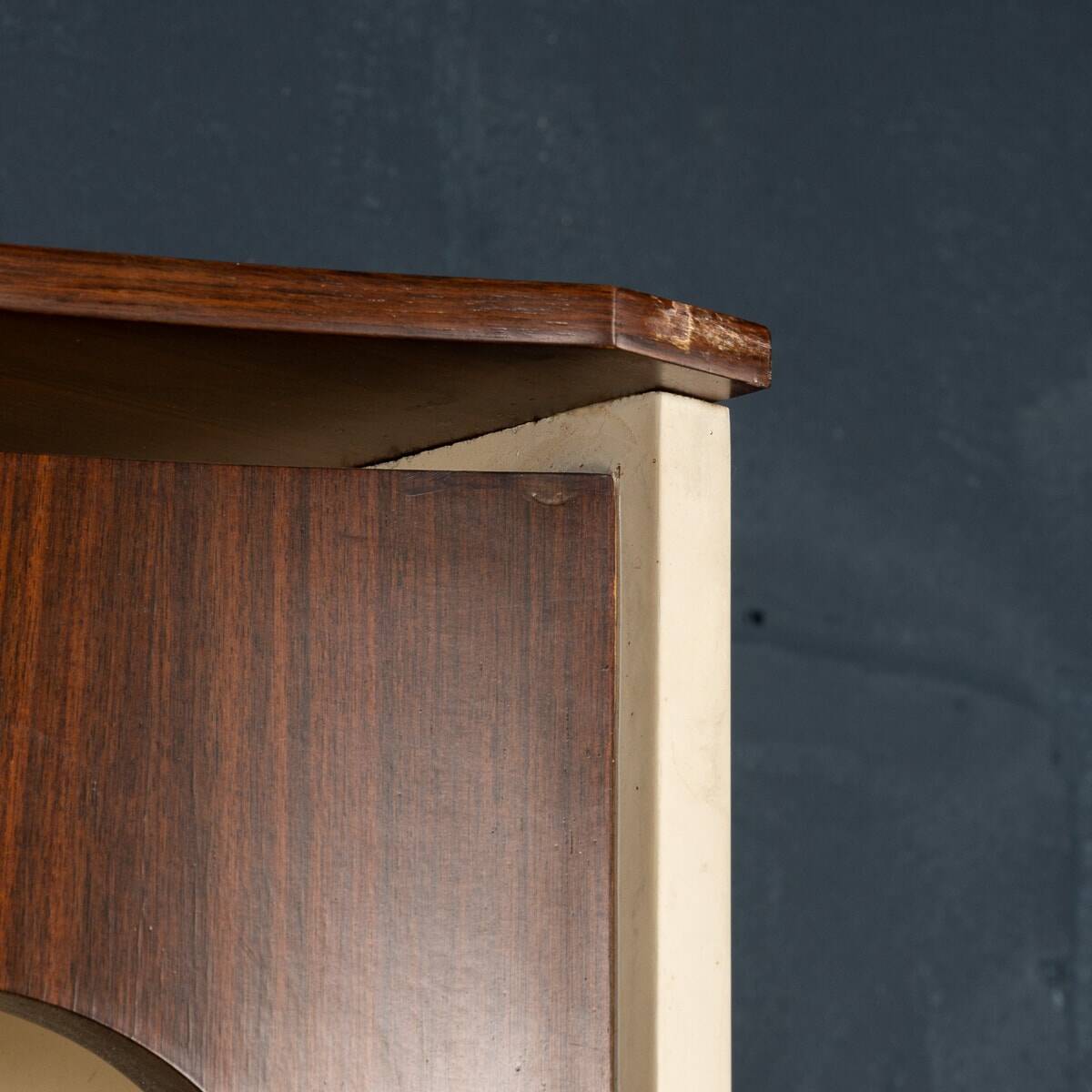 20thC ITALIAN STANDING DRY BAR IN HARDWOOD & CREAM LAMINATE c.1970