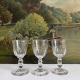 3 verres à pied à vin porto en cristal ancien "Gondole" Baccarat
