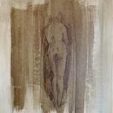 Tableau signé aquarelle monochrome nu féminin « étude de dos »