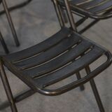 Set of 6 industrial folding chairs assembled by soldering 1950