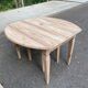 Renovated square extendable dining table in raw solid cherry wood, Louis XVI style.
