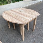 Renovated square extendable dining table in raw solid cherry wood, Louis XVI style.