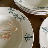 6 assiettes creuses anciennes terre de fer Lonchamp Sapho
