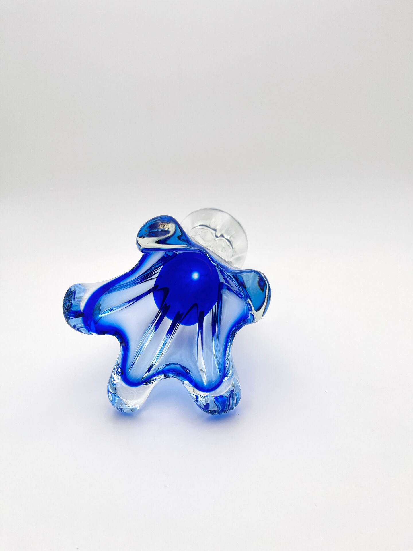 Sculptural vase - Josef Hospodka Chribska - Sommerso Blue - 1960