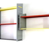 Large Jean Prouvé, Perriand Style Metal Storage Unit – Yellow, Red & Black