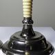 Pair of vintage candlestick holders in silver-plated metal with ivory-style plastic.