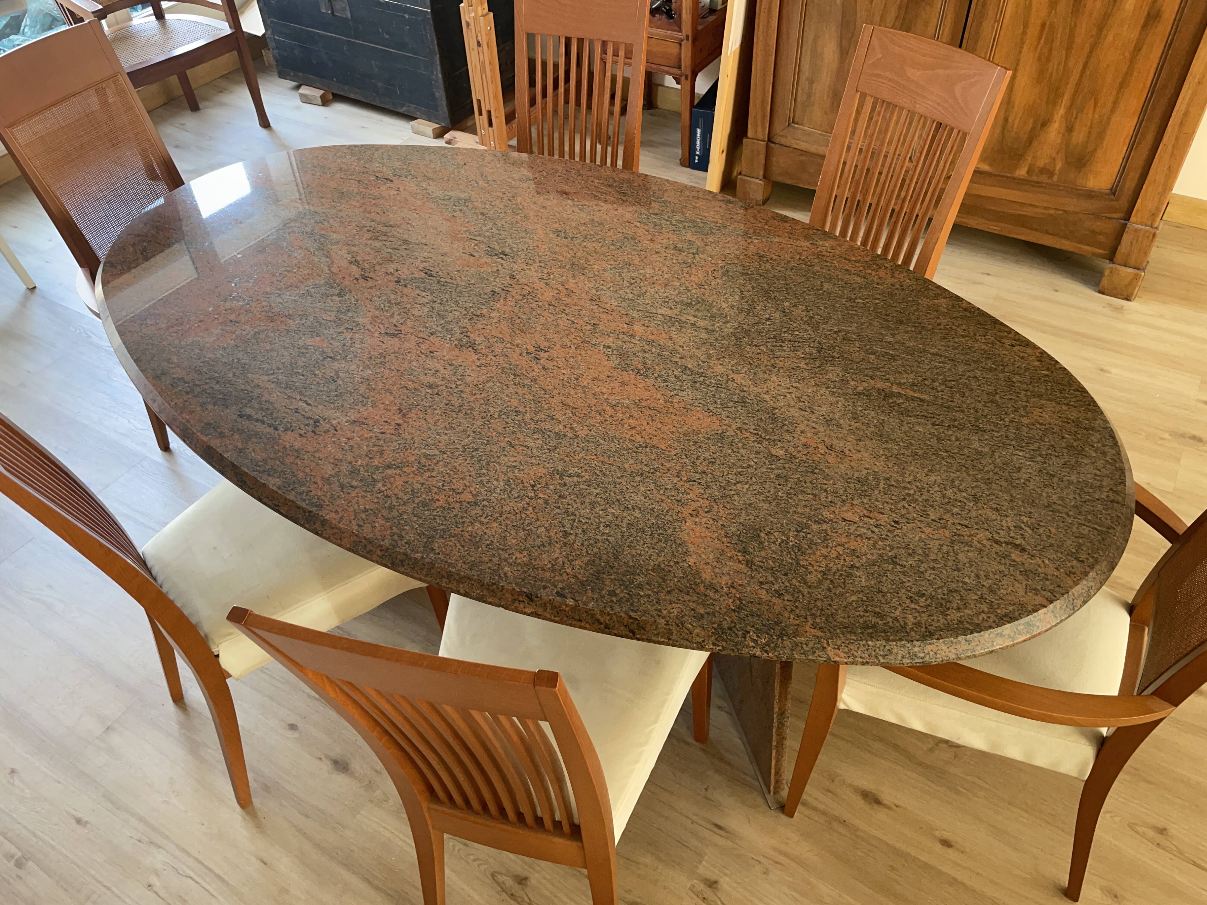 1990s oval granite dining table