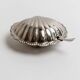 Elegant silver-tone Italian vintage 1960s shell-shaped sugar bowl with spoon