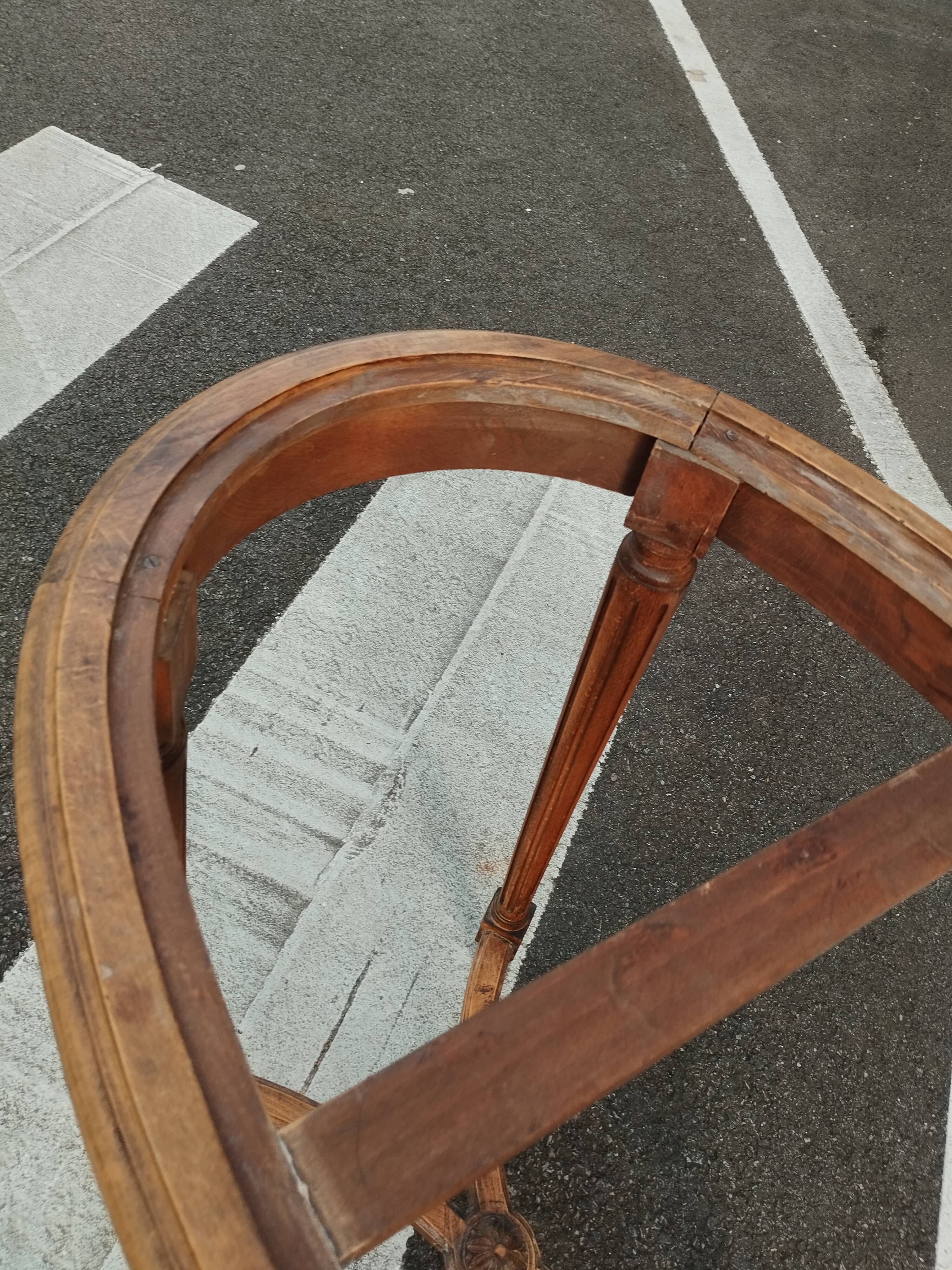Old Louis XVI style pedestal table with marble top