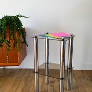 Bolster in chrome and smoked glass, double floors, Design, 1970