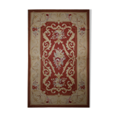Traditional Red Wool Needlepoint Rug Handwoven Area Rug 91x152cm