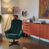 Fauteuil pivotant polonais vintage WEGA des années 70 en velours