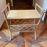 Rattan side table magazine rack