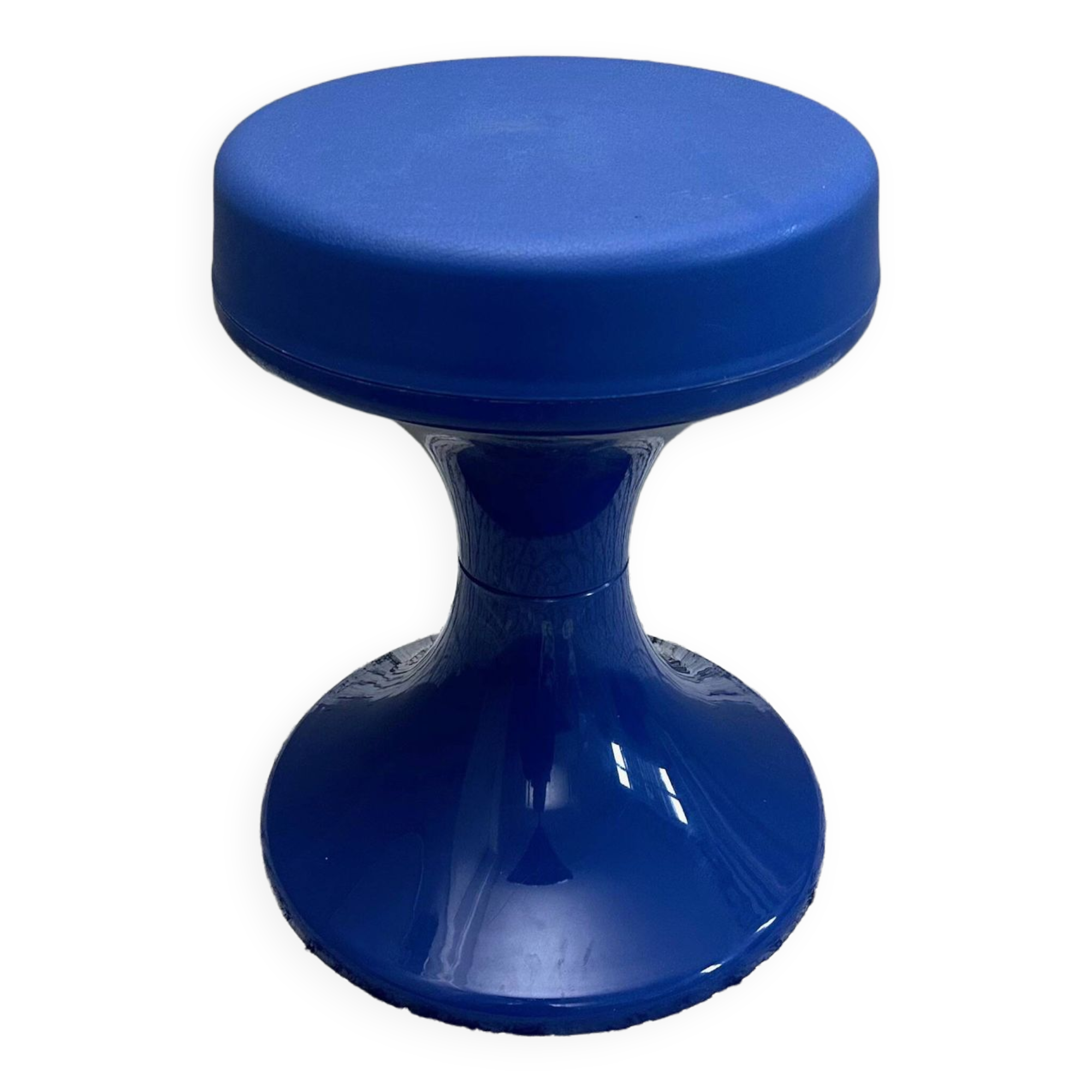Tulip stool blue 70's interior, side table, mid-century interior