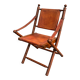 Vintage Safari Armchair in Cognac Leather and Turned Wood – 1940s/50s