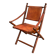 Vintage Safari Armchair in Cognac Leather and Turned Wood – 1940s/50s