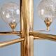 Brass chandelier with amber cracked glass globes, 1950s-60s