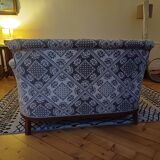 Lot of old 2-seater bench + upholstered armchair