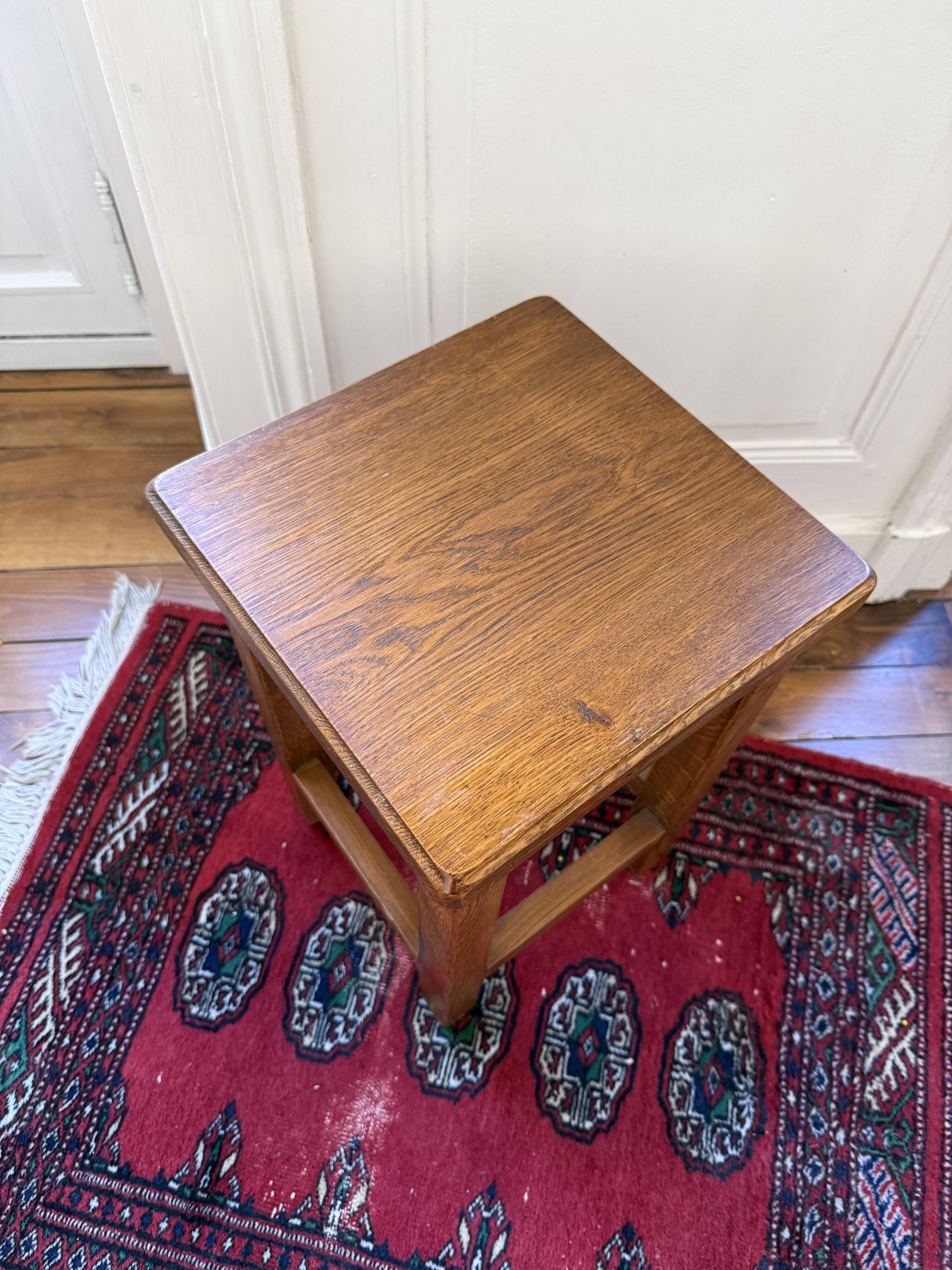Brutalist wooden stool